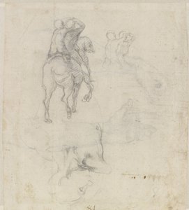 Studies of a Horse with Two Nude Riders and a Male Torso